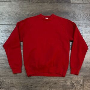 Vintage 80s 90s Jerzees Blank Red Crewneck Sweatshirt Made In USA - Men's Large